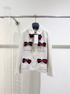 Gucci Cream Tweed Jacket with Signature Ribbon Bows